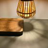 Reclaimed Ox Yoke & Rattan Sculptural Table Lamp Plowman's L | Lamps by Loom&Drift. Item composed of wood compatible with minimalism and mid century modern style