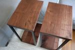 Clear Walnut Modern C Side Table | Tables by Hazel Oak Farms. Item made of walnut with steel works with minimalism & mid century modern style