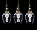 Blown glass/crystal inserts #44 Triplets | Pendants by Vitro Lighting Designs. Item composed of bronze & glass compatible with mid century modern style