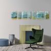 "Blue Horizon" - Wall Art Composition of Decorative Plates | Wall Sculpture in Wall Hangings by Studio DeSimoneWayland. Item made of canvas & ceramic compatible with contemporary and asian style