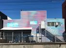 Gradient Mural | Street Murals by Damien Gilley Studio | Sodo Station in Seattle. Item composed of synthetic