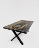Clear Epoxy Dining Table With Handmade Special Bubble Effect | Tables by Tinella Collection. Item composed of wood and metal in minimalism or art deco style