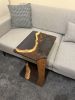 Epoxy Resin C Shape Coffee Table For Couch - Sofa Coffee Tab | Tables by Tinella Collection. Item composed of wood and synthetic in minimalism or contemporary style