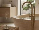 Bathtub Hand-Carved Travertine | Public Art by Babil Stone. Item composed of marble compatible with art deco style