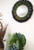 Raffia Mirror, Single Round Raffia Mirror, Boho Mirror, Wall | Decorative Objects by Magdyss Boutique. Item made of cotton with glass works with boho & contemporary style