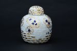 Blue and White lidded jar | Vessels & Containers by Sarah Wandrey Mosaics. Item made of glass