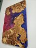 Epoxy Wood Art Clock - Deep Swirly Reds & Blue Resin | Decorative Objects by Carlberg Design
