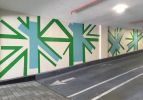 Electric Palm | Street Murals by Michelle Weinberg | Bay Parc Apartments in Miami. Item composed of synthetic