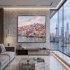 Porto Portugal Heavy Impasto Oil Linen Painting | Oil And Acrylic Painting in Paintings by Dynasty Artisan. Item made of linen compatible with mid century modern and contemporary style