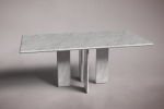 Luna Rectangular Italian Carrara Marble Dining Table | Tables by HamamDecor LLC. Item made of marble works with mediterranean & modern style