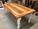 Pecan Reclaimed Wood Farm Table | Dining Table in Tables by Peach S. Item composed of wood in rustic or traditional style