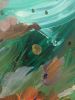 The Green Petal | Oil And Acrylic Painting in Paintings by Parineeta Patel- Nature Inspired Cosmic Abstracts. Item composed of canvas compatible with eclectic & maximalism and coastal style