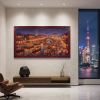Monet Style Song Lantern Festival Oil Painting on Linen | Oil And Acrylic Painting in Paintings by Dynasty Artisan. Item composed of linen compatible with contemporary and eclectic & maximalism style
