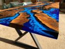 Made to Order Walnut Wood Ocean Sea Epoxy Dining Table | Tables by LuxuryEpoxyFurniture. Item composed of wood & synthetic