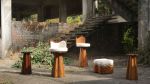 Verve Barstool - Upholstered Sculptural Bar Stool | Chairs by THE STUDIO GRAIN. Item composed of wood and fabric