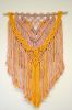 Pink and Orange Macrame Wall Hanging | Wall Hangings by Q Wollock. Item composed of wood & cotton