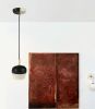 Tapered Sphere Hanging Light with black cord | Pendants by Alex Marshall Studios. Item composed of brass and ceramic in mid century modern or contemporary style