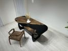 Black Epoxy Table, Resin Dinner Table, Walnut Wood Table | Dining Table in Tables by Tinella Collection. Item composed of walnut compatible with minimalism and coastal style