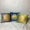 Grey Velvet Handprinted Square Pillow case | Pillows by Britny Lizet. Item made of fabric compatible with boho and minimalism style