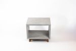 Dwarf Concrete Cube & Small Solid Wood Legs End Side Table | Tables by Curly Woods. Item composed of oak wood and concrete in mid century modern or industrial style