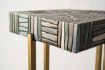 Ceramic and Brass Accent Table - Ingression | Side Table in Tables by Clare and Romy Studio. Item made of brass with stoneware works with boho & mid century modern style