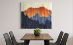 AMBER DUNE Abstract Mountain Landscape Wall Tapestry | Macrame Wall Hanging in Wall Hangings by Wallflowers Hanging Art. Item composed of oak wood and wool in contemporary or eclectic & maximalism style