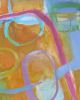 Abstract oil paintings above pink sofa | Oil And Acrylic Painting in Paintings by Trudie Tara Moulton. Item composed of canvas & synthetic
