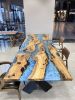 Blue Ocean Epoxy Resin Table - Epoxy Wood Table - Live Edge | Dining Table in Tables by Tinella Collection. Item made of wood & metal compatible with contemporary and coastal style