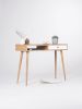 Small console table, entryway table with white drawer | Tables by Mo Woodwork. Item made of oak wood works with minimalism & mid century modern style