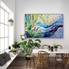 Immersion IV Blue & White Abstract Oil Painting 43" x 70" | Oil And Acrylic Painting in Paintings by Dorothy Fagan Fine Arts. Item composed of canvas in boho or contemporary style