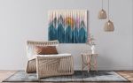 SIERRA PURPLE SUNSET Abstract Mountain Textile Wall Hanging | Macrame Wall Hanging in Wall Hangings by Wallflowers Hanging Art. Item composed of oak wood & wool compatible with boho and country & farmhouse style