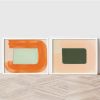 Green & Orange Modern Abstract Art Print Pair | Prints by Emily Keating Snyder. Item composed of paper in mid century modern or contemporary style