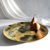 The Brush Series #005: Extra Large Platter Black & Gold | Decorative Plate in Decorative Objects by Carolyn Powers Designs. Item made of concrete with glass works with minimalism & contemporary style