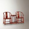 Legacy Minimalist Ming Scholar Horseshoe Armchair Trio Set | Chairs by Dynasty Artisan. Item composed of wood in minimalism or contemporary style