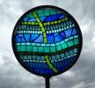 Glass mosaic metal garden stakes | Public Mosaics by Rochelle Rose Schueler - Wild Rose Artworks LLC. Item composed of metal and glass