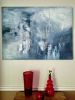 Hidden by the Night Oil l Contemporary Abstract | Oil And Acrylic Painting in Paintings by Strokes by Red - Red (Linda Harrison). Item composed of canvas