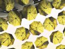 Yellow Umbrellas 1358A | Prints in Paintings by Petra Trimmel. Item made of canvas with metal