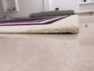 Deep Purple & Ivory Border Geometric Hand Tufted Wool Rug | Area Rug in Rugs by Krafcreation. Item composed of cotton in minimalism or mid century modern style