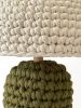 The Knitty Table Lamp in Dark Olive and Cream | Lamps by Meg Morrison. Item made of fabric & ceramic compatible with boho and mid century modern style