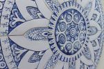 Blue and white circular mural 85cm (33.4") | Wall Sculpture in Wall Hangings by GVEGA. Item made of ceramic