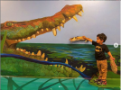 Crocodile Mural | Murals by Lindsey Millikan | Museum of Illusions in Los Angeles. Item made of synthetic