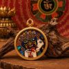 Zhaji Lhamo Thangka Gold Engraved Kalachakra Pendant | Ornament in Decorative Objects by Dynasty Artisan. Item composed of metal in contemporary or eclectic & maximalism style