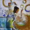 Girl on a Mixed Media Painting | Mixed Media by Taban sarabi