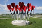 POINT DE MIRE | Public Sculptures by COOKE-SASSEVILLE | Parc Notre Dame in Thetford Mines. Item composed of steel & stone
