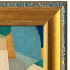 Abstract Blue Colorblock Oil Painting in Vintage Frame | Oil And Acrylic Painting in Paintings by Suzanne Nicoll Studio. Item composed of wood & canvas compatible with mid century modern and contemporary style