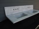 Concrete Double Vanity Top with Custom Backsplash - DoveGray | Countertop in Furniture by Wood and Stone Designs. Item made of concrete