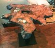 Live Edge Redwood Burl End Table with Stone and Copper Inlay | Tables by Natural Wood Edge Creations by Rick Griggs. Item made of wood with stone