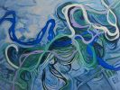 Blue Meander | Oil And Acrylic Painting in Paintings by Anne Blenker. Item composed of canvas in modern style