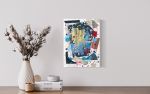 Blue Collage Art | Mixed Media by NAMYOONSOOART. Item made of canvas