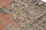 Vintage Turkish Rug in Salmon Red with Floral Medallion | Area Rug in Rugs by Rug and Kilim